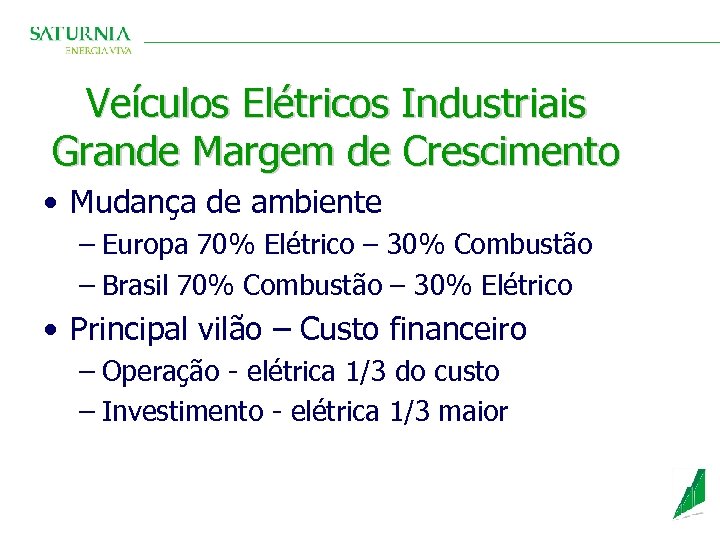 Veículos Elétricos Industriais Grande Margem de Crescimento • Mudança de ambiente – Europa 70%