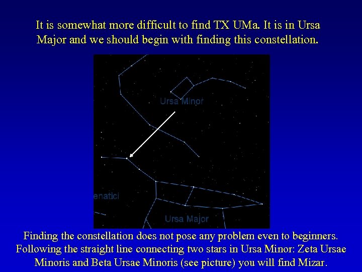 It is somewhat more difficult to find TX UMa. It is in Ursa Major