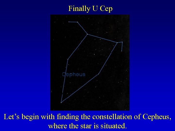 Finally U Cep Let’s begin with finding the constellation of Cepheus, where the star