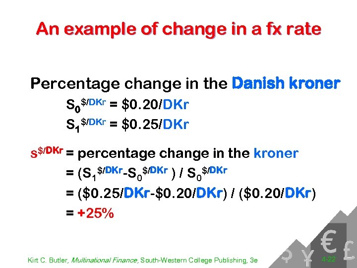 An example of change in a fx rate Percentage change in the Danish kroner