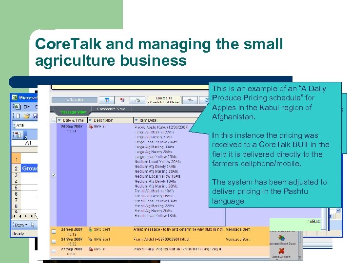 Core. Talk and managing the small agriculture business This is an example of an