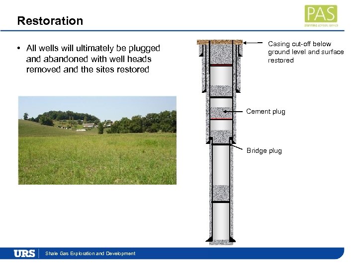 Restoration • All wells will ultimately be plugged and abandoned with well heads removed