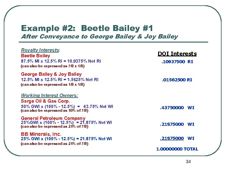 Example #2: Beetle Bailey #1 After Conveyance to George Bailey & Joy Bailey Royalty