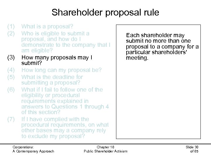 Shareholder proposal rule (1) (2) (3) (4) (5) (6) (7) What is a proposal?