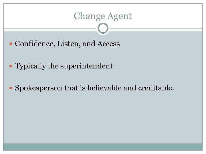 Change Agent Confidence, Listen, and Access Typically the superintendent Spokesperson that is believable and