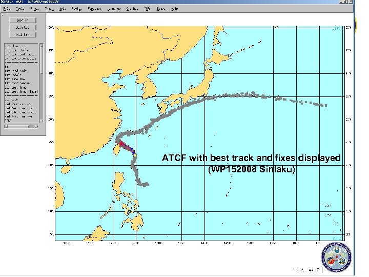 ATCF with best track and fixes displayed (WP 152008 Sinlaku) 