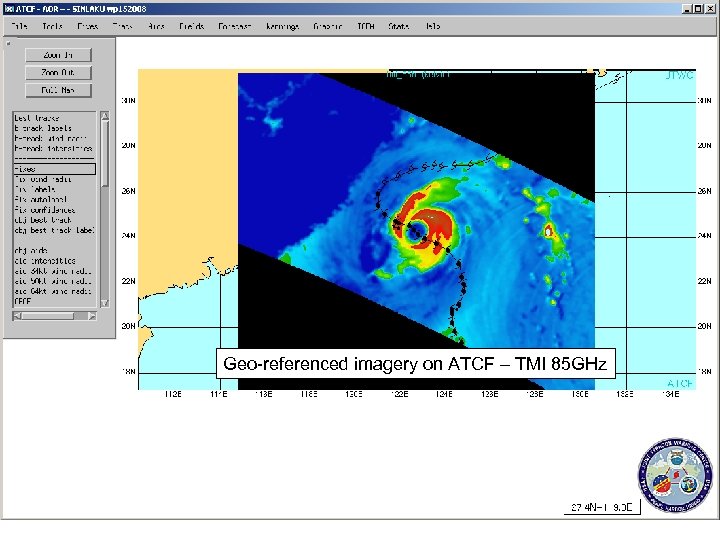 Geo-referenced imagery on ATCF – TMI 85 GHz 