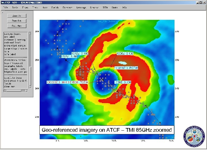 Geo-referenced imagery on ATCF – TMI 85 GHz zoomed 