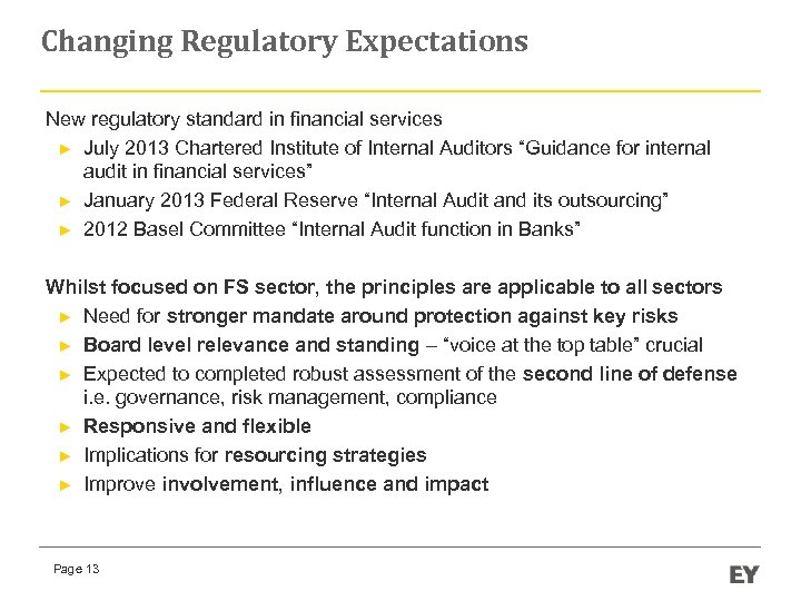 Changing Regulatory Expectations New regulatory standard in financial services ► July 2013 Chartered Institute