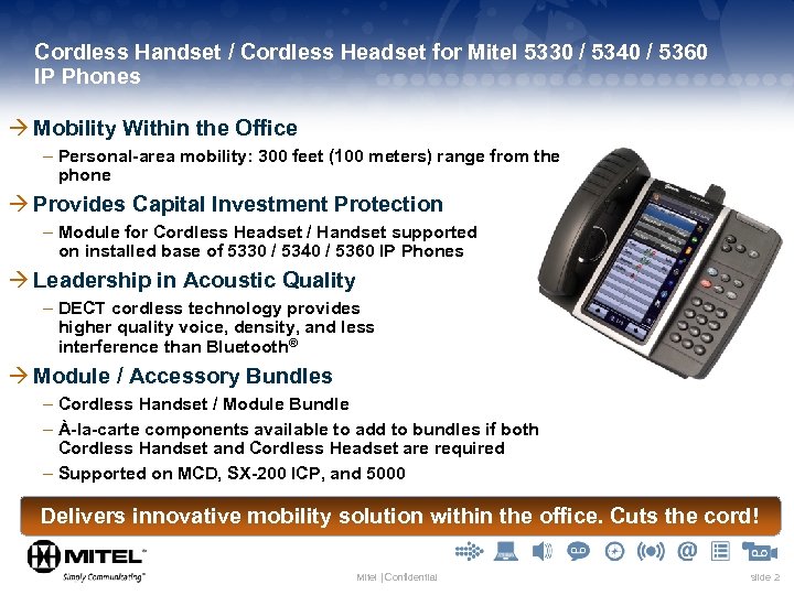 Cordless Handset / Cordless Headset for Mitel 5330 / 5340 / 5360 IP Phones