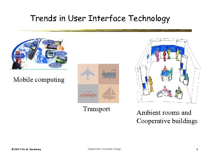 Trends in User Interface Technology Mobile computing Transport © 2004 TU/e, M. Rauterberg Department