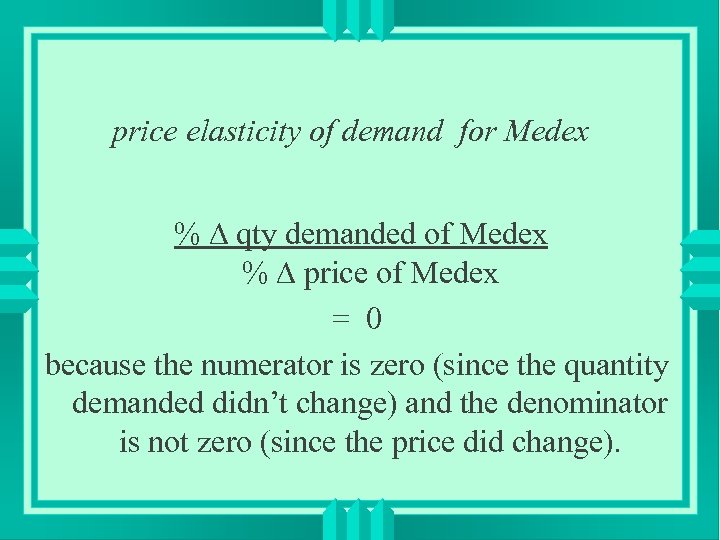 price elasticity of demand for Medex % qty demanded of Medex % price of