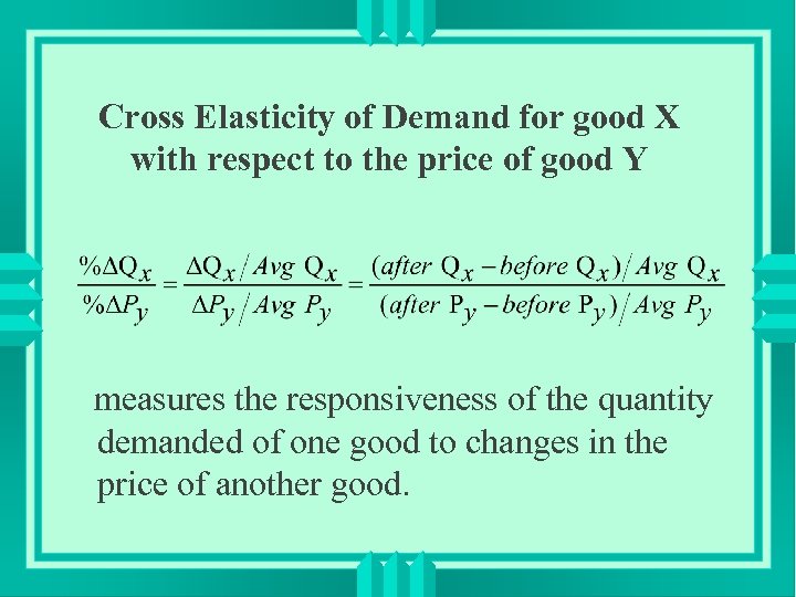 Cross Elasticity of Demand for good X with respect to the price of good