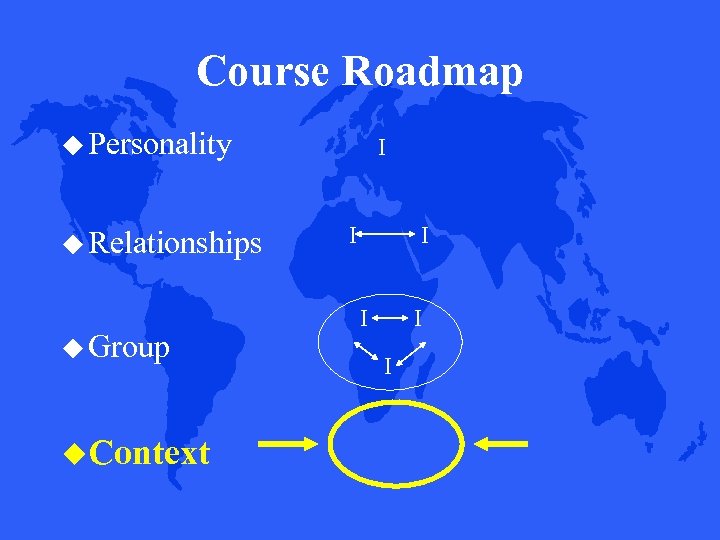 Course Roadmap Personality Relationships Group Context I I I 