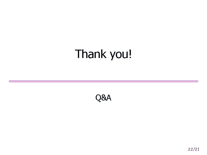 Thank you! Q&A 22/21 