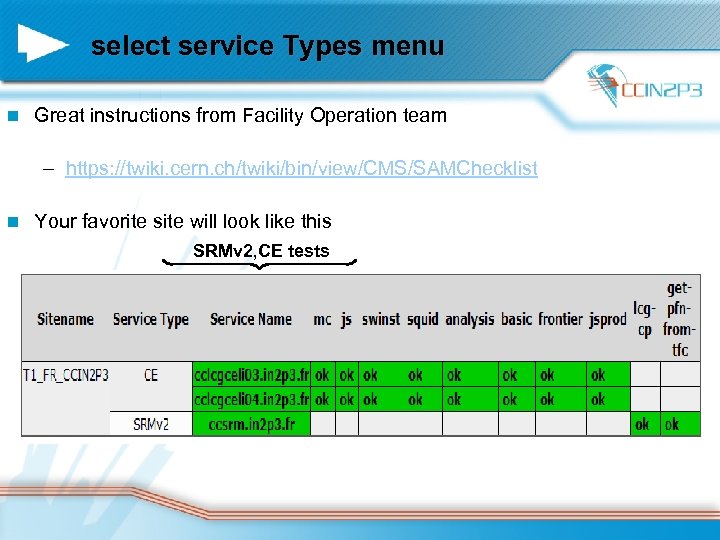 select service Types menu n Great instructions from Facility Operation team – https: //twiki.