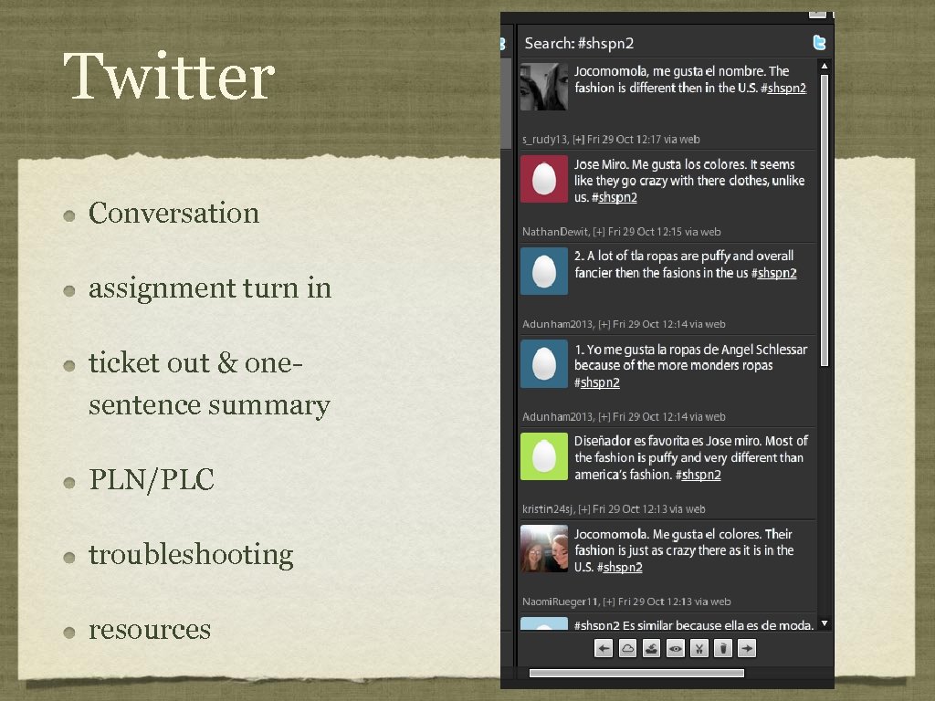 Twitter Conversation assignment turn in ticket out & onesentence summary PLN/PLC troubleshooting resources 