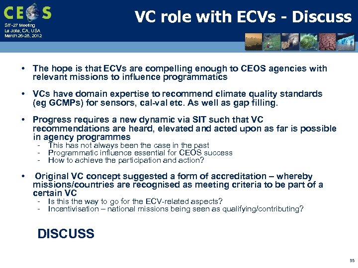 VC role with ECVs - Discuss SIT-27 Meeting La Jolla, CA, USA March 26