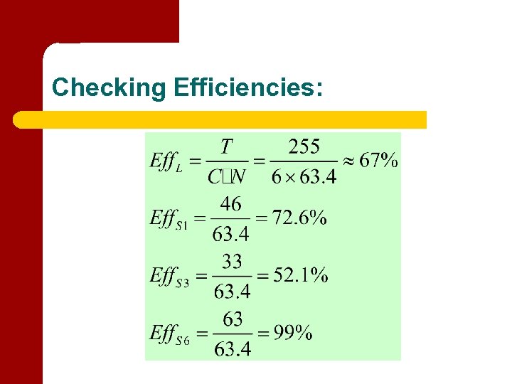 Checking Efficiencies: 