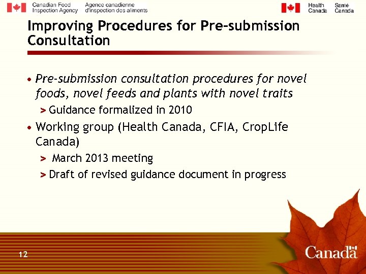 Improving Procedures for Pre-submission Consultation • Pre-submission consultation procedures for novel foods, novel feeds