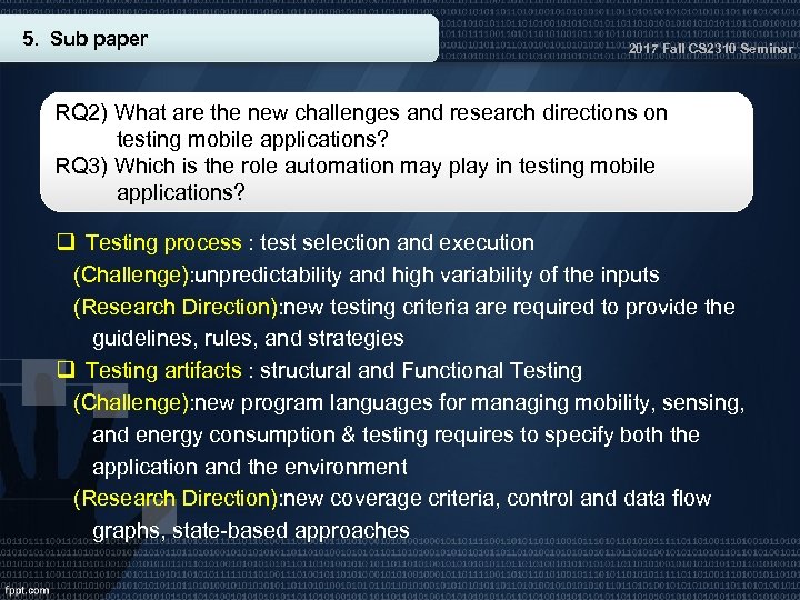 5. Sub paper 2017 Fall CS 2310 Seminar RQ 2) What are the new