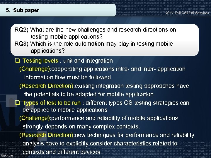 5. Sub paper 2017 Fall CS 2310 Seminar RQ 2) What are the new