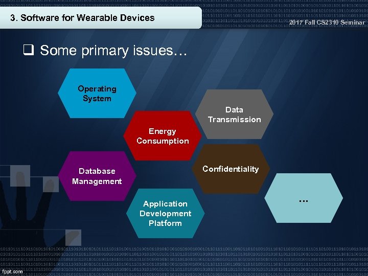 3. Software for Wearable Devices 2017 Fall CS 2310 Seminar q Some primary issues…