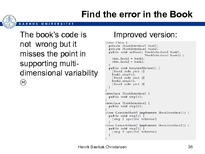Find the error in the Book The book’s code is Improved version: not wrong