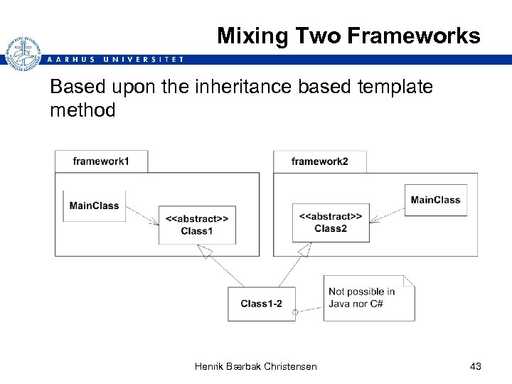 Mixing Two Frameworks Based upon the inheritance based template method Henrik Bærbak Christensen 43