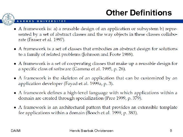 Other Definitions DAIMI Henrik Bærbak Christensen 5 