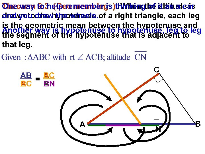 One way 9. 3 (Geo mean legs): When the altitude is Theorem to help