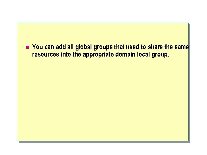 n You can add all global groups that need to share the same resources