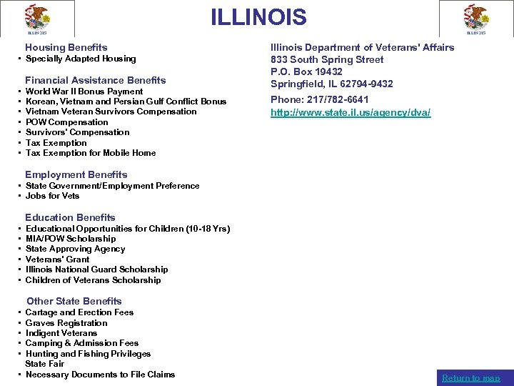 ILLINOIS Housing Benefits • Specially Adapted Housing Financial Assistance Benefits • World War II