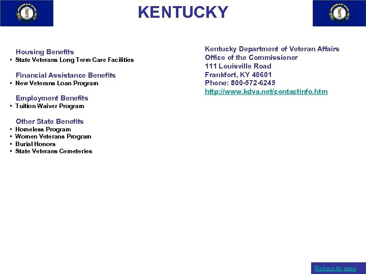 KENTUCKY Housing Benefits • State Veterans Long Term Care Facilities Financial Assistance Benefits •