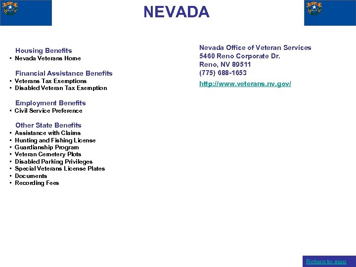 NEVADA Housing Benefits • Nevada Veterans Home Financial Assistance Benefits • Veterans Tax Exemptions