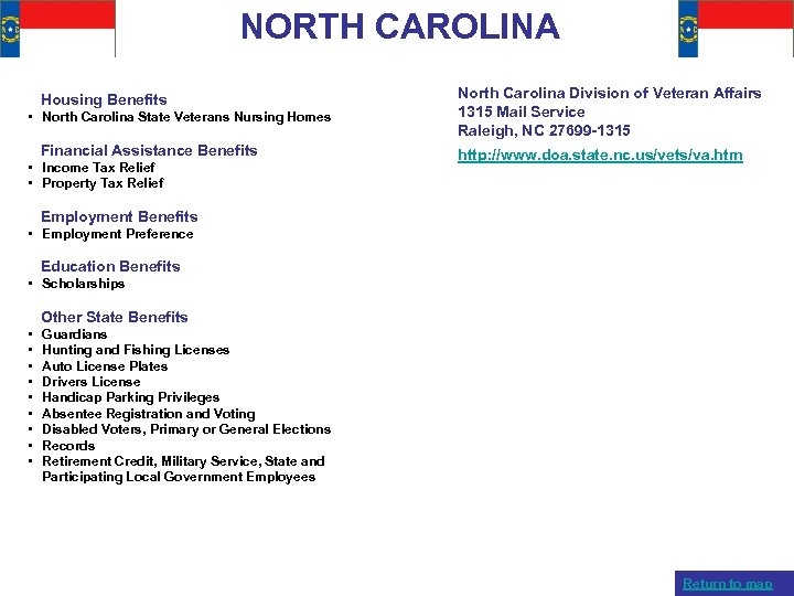 NORTH CAROLINA • North Carolina State Veterans Nursing Homes North Carolina Division of Veteran