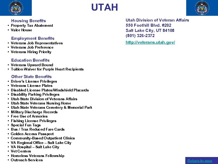 UTAH Housing Benefits • Property Tax Abatement • Valor House Employment Benefits • Veterans