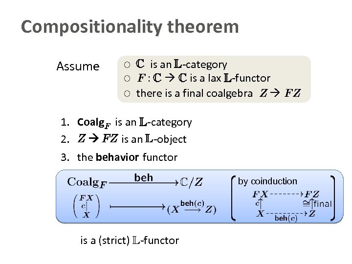 Compositionality theorem Assume ¡ ¡ ¡ C is an L-category F : C C
