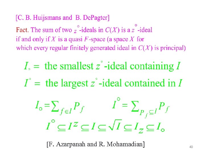 [F. Azarpanah and R. Mohamadian] 40 