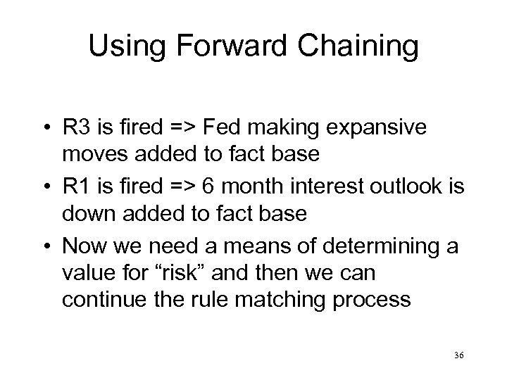 Using Forward Chaining • R 3 is fired => Fed making expansive moves added