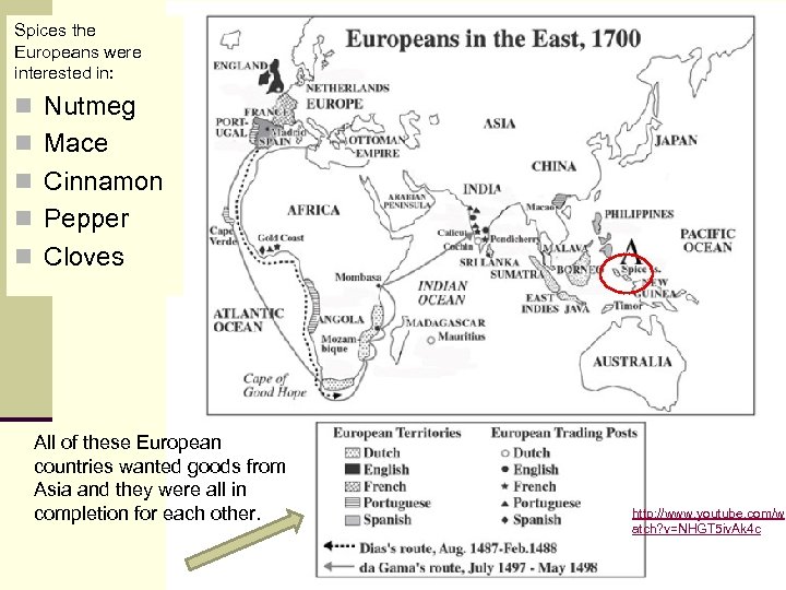 Spices the Europeans were interested in: n Nutmeg n Mace n Cinnamon n Pepper