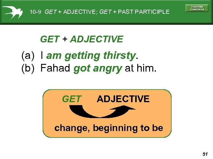 10 -9 GET + ADJECTIVE; GET + PAST PARTICIPLE GET + ADJECTIVE (a) I