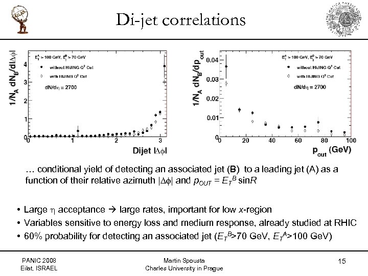 Di-jet correlations … conditional yield of detecting an associated jet (B) to a leading