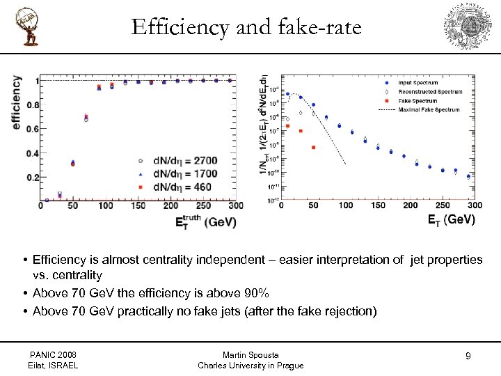Efficiency and fake-rate • Efficiency is almost centrality independent – easier interpretation of jet