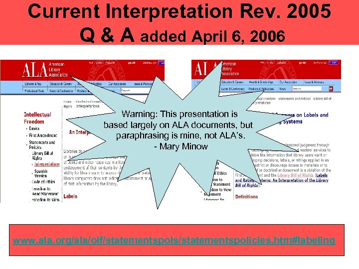 Current Interpretation Rev. 2005 Q & A added April 6, 2006 Warning: This presentation