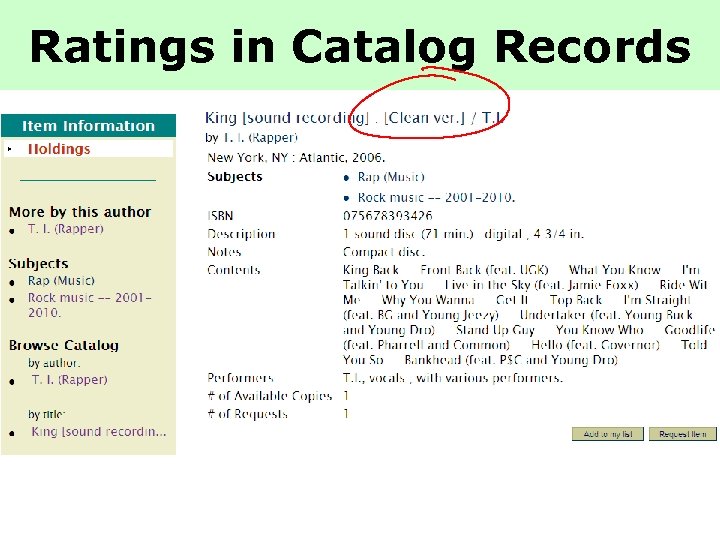 Ratings in Catalog Records 