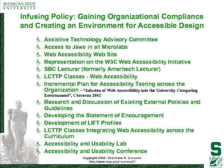 Infusing Policy: Gaining Organizational Compliance and Creating an Environment for Accessible Design Assistive Technology