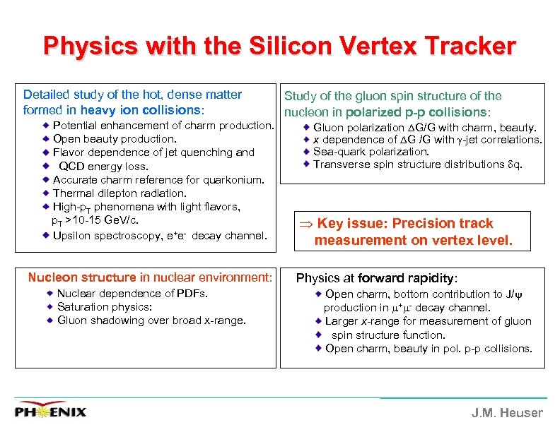Physics with the Silicon Vertex Tracker Detailed study of the hot, dense matter formed