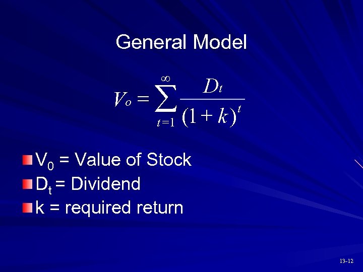 General Model ¥ Dt Vo = å t t = 1 (1 + k