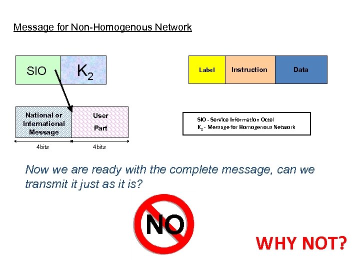 Message for Non-Homogenous Network SIO K 2 Label National or International Message User 4